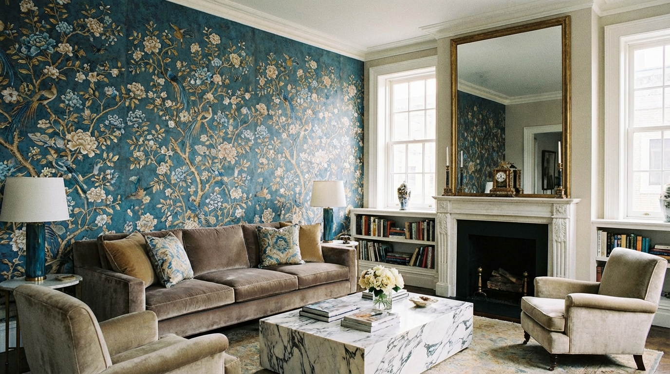 Oturma Odası Duvar Kağıdı Fikirleri: 8 Farklı Tarza 8 İlham Verici Çözüm